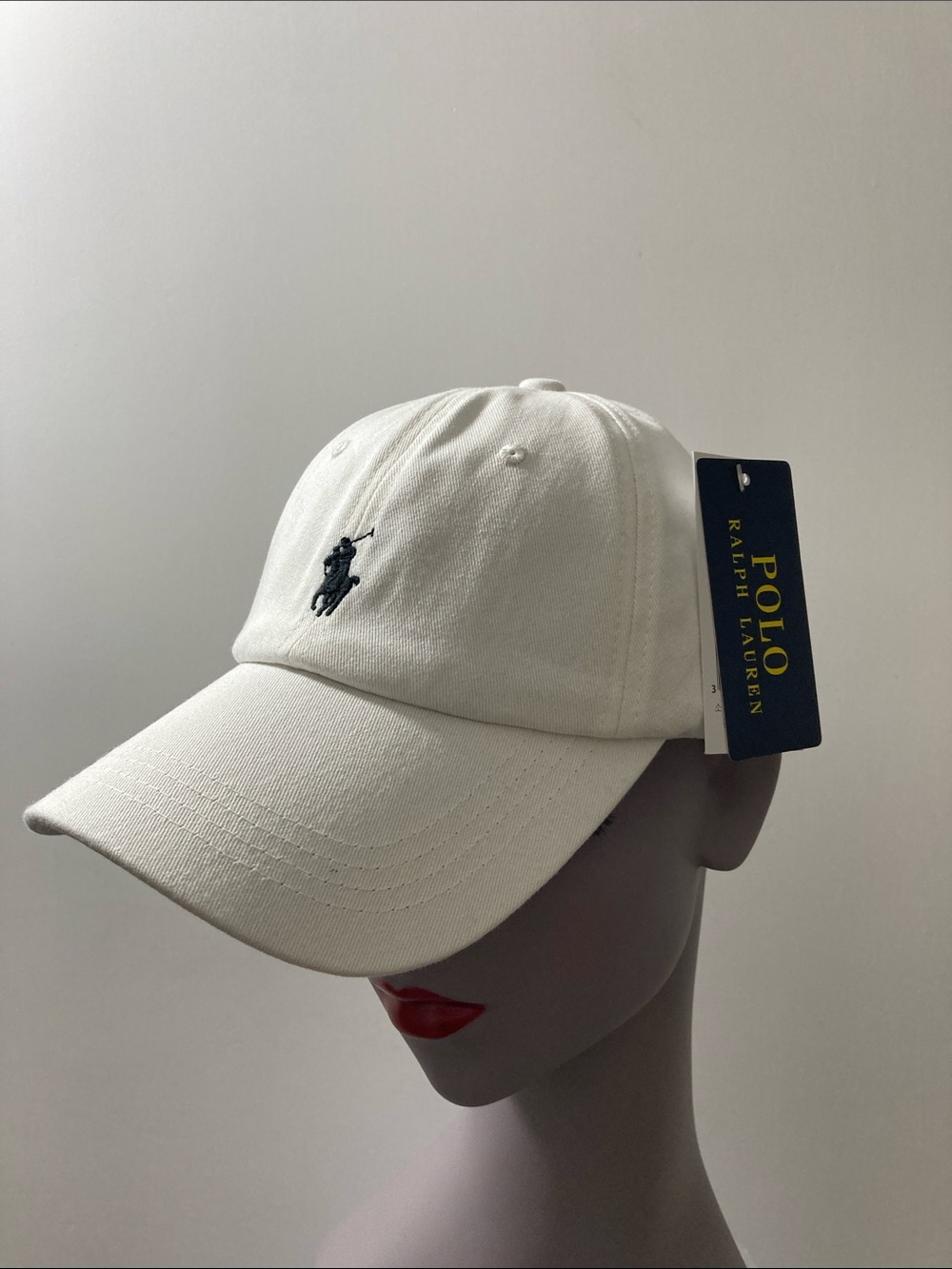 Polo by Ralph Lauren Cream Baseball Cap with Navy Pony